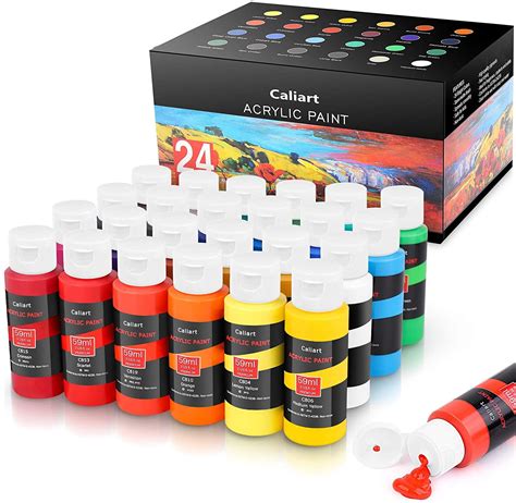 24 Vivid Colors 59ml 2oz Art Craft Paint Supplies For Canvas Wood
