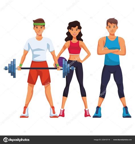 Fit People Doing Exercise Cartoon Vector Illustration Graphic Design