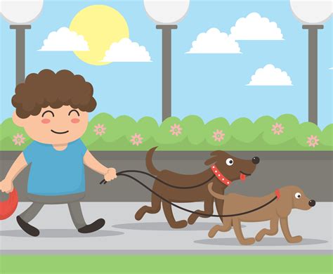 Boy And His Dog Vector Art And Graphics