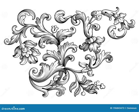 vintage baroque victorian frame border monogram floral ornament scroll engraved retro pattern