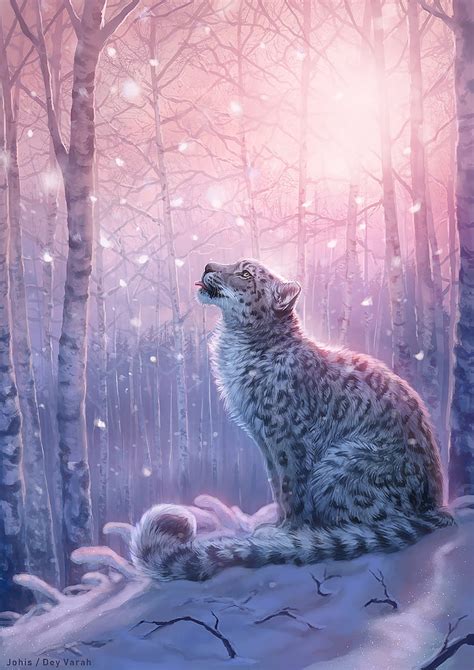 Art Snow Leopard Snow Forest Leopard Irbis Hd Phone Wallpaper Pxfuel