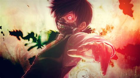 Anime Tokyo Ghoul Black Hair Ken Kaneki Mask Red Eyes