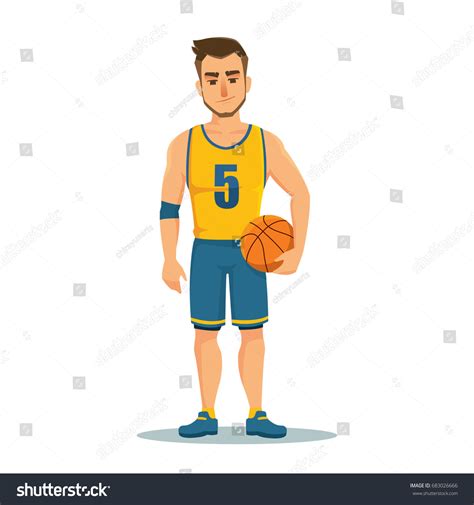 Happy Basketball Player Uniform Ball Isolated Stock Vector Royalty