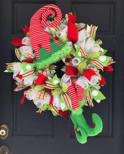 2016 Elf With Striped Hat And Legs Wreath Tutorial — Trendy Tree