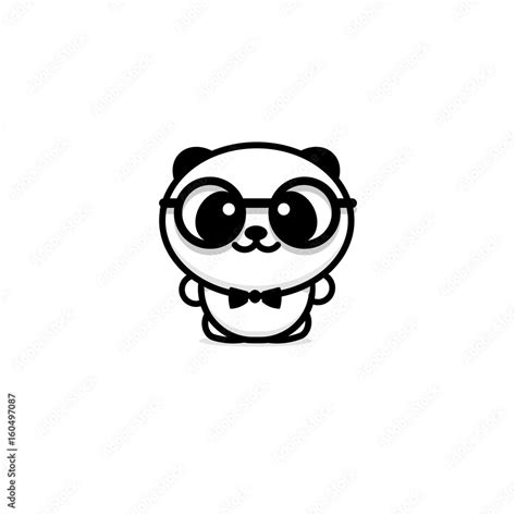 Cute Panda With Glasses And Butterfly Vector Illustration Baby Bear