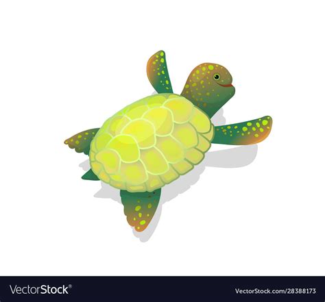 Sea Turtle Clip Art Childlike Cartoon Underwater Vector Image