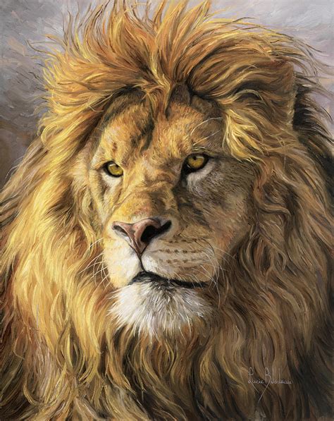 Portrait Of A Lion Painting By Lucie Bilodeau Fine Art America