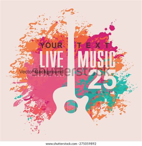 Banner Acoustic Guitar On Grungy Color Stock Vector Royalty Free