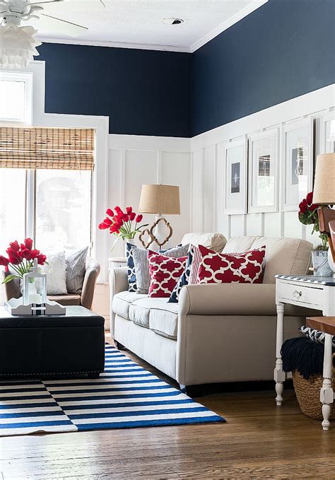 Offers a complete and wide range of design services from a simple color consultation to an entire home remodel. Red White Blue Americana Summer Decor | Living room red ...