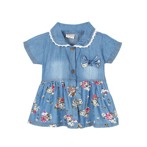 Buy Hot Children Kid Girls Lapel Flower Jean Dress