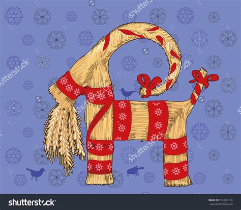 Traditional Swedish Christmas Symbol Straw Goat Stock Vector Royalty