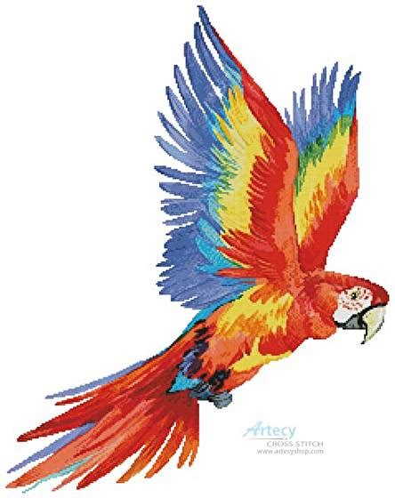 Full cross stitches colors required: Colourful Macaw Cross Stitch Pattern birds