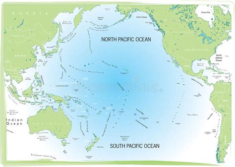 Ocean Pacific Map Stock Vector Illustration Of Ocean 7382464