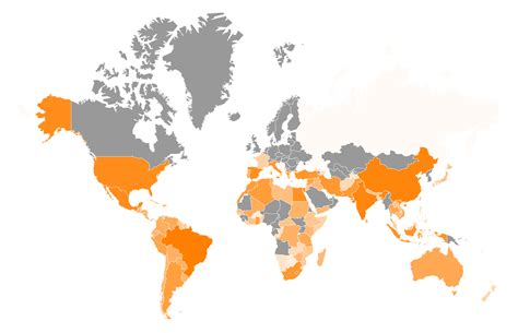 Orange Map Of The World United States Map