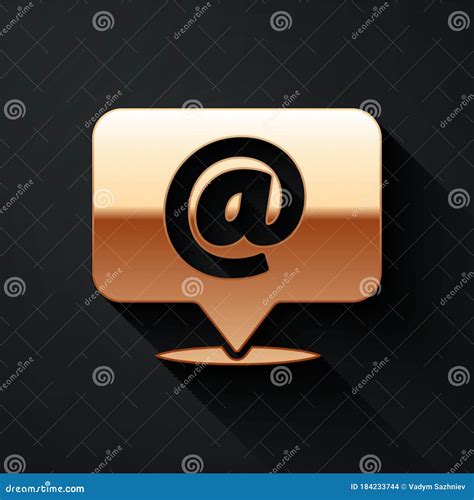 Gold Mail And E Mail Icon Isolated On Black Background Envelope Symbol