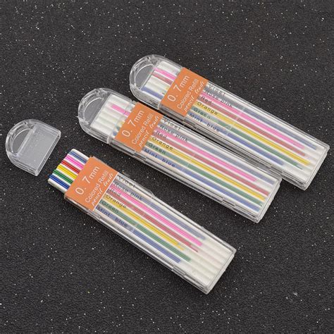 3 Boxes 07mm Colored Mechanical Pencil Refill Lead Erasable Student