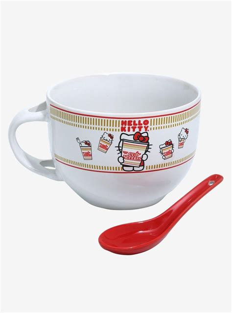 Nissin Cup Noodles X Hello Kitty Soup Mug And Spoon Hot Topic Nissin