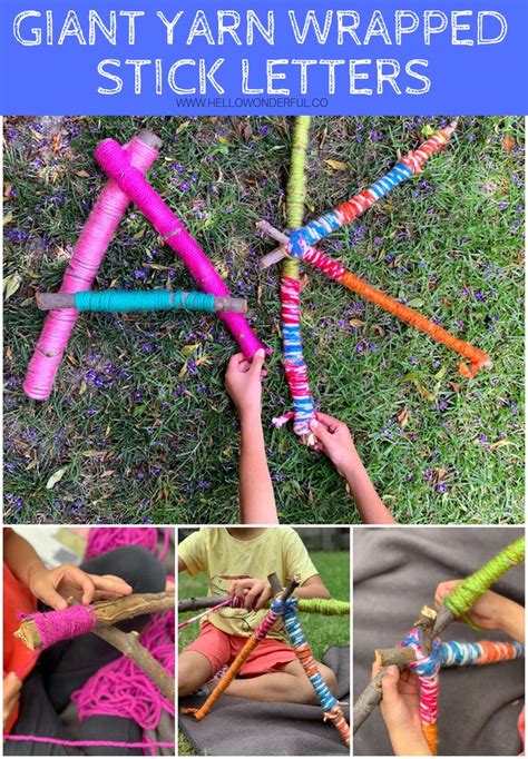 Giant Yarn Wrapped Stick Letters Yarn Crafts For Kids Wrapped Sticks