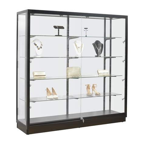 Assembled Led Lighted Glass Display Showcase 72 In Wide Trophy Case