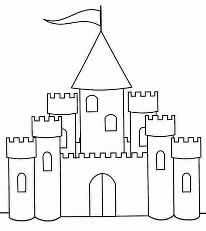 Castle Coloring Pages Printable Simple Drawing Princess