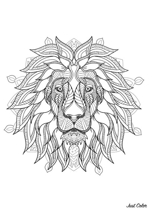 Christmas coloring pages 40 printable christmas coloring | etsy. Mandala with elegant Lion head and geometric patterns ...