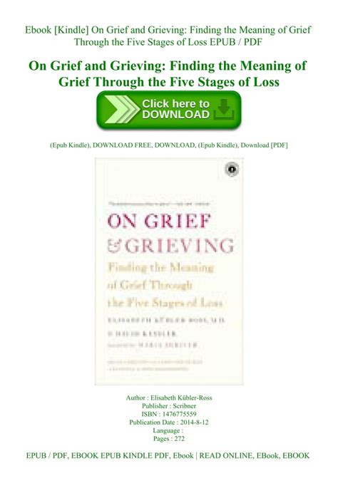 Ebook [Kindle] On Grief and Grieving Finding the Meaning of Grief