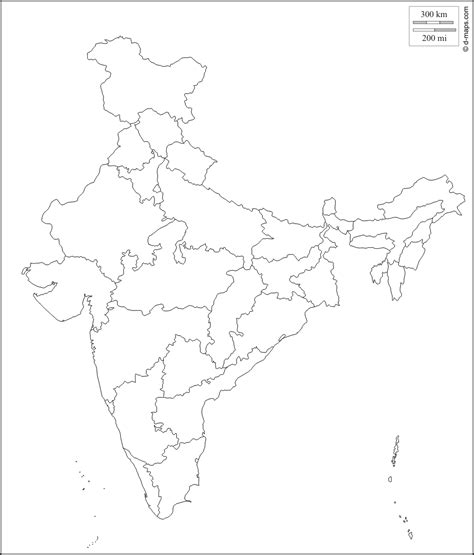 Free Blank Political Map Of India Printable Graphics