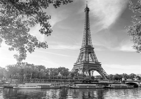 Eiffel Tower Paris Landscape Poster Wall Art Print Black