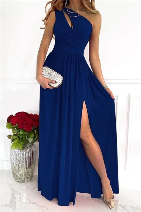 Lilipretty Novella Solid One Shoulder Partyelegant Maxi Dress Elegant Maxi Dress Banquet