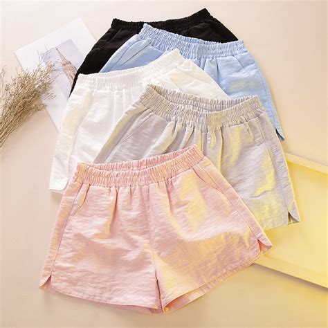 Harajuku Bf Summer Shorts Women Elastic High Waist Wide Leg Shorts