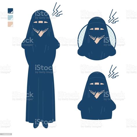 Eine Muslimische Frau Trägt Einen Niqab Mit Bildern Von Making A Cross With Arms Stock Vektor