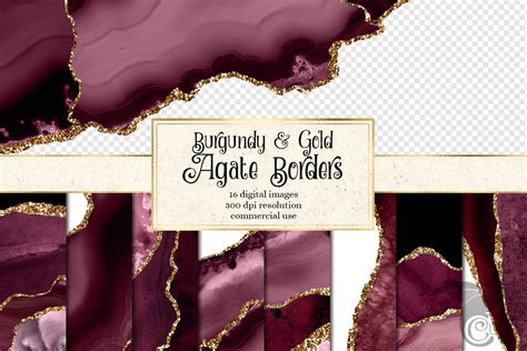 Burgundy And Gold Agate Borders Graphic By Digital Curio · Creative Fabrica