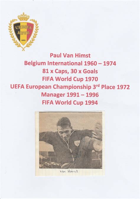 Paul Van Himst Belgium Intl 1960 1974 Original Autograph Newspaper