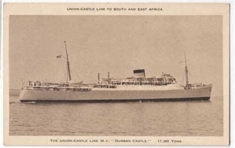 Shipping Union Castle Line Ss Durban Castle Ppc Unposted Circa