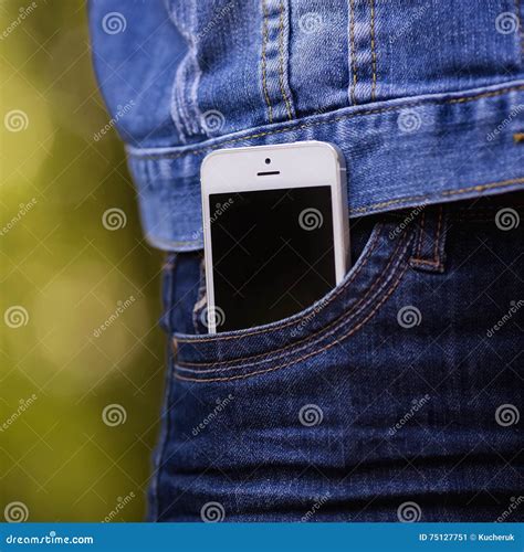 Smartphone In Everyday Life Phone In Jeans Pocket Stock Image Image