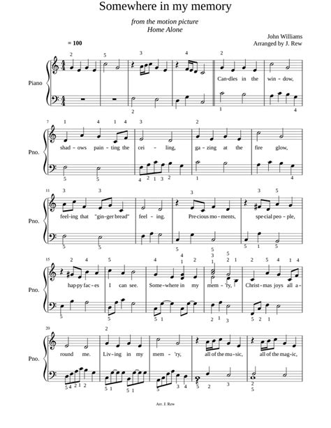 Somewhere In My Memory John Williams Sheet Music For Piano Solo