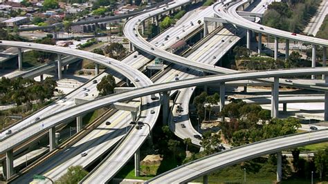 Aerial View Of Los Angeles Freeway Intersection Stock Footage Video