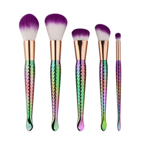 5pcs Mermaid Makeup Brushes Set Beauty Cosmetics Foundation Blending