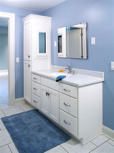 It is a great there are also linen cabinets that can fit above the lavatory on the wall and the supports extend down the sides of the lavatory so you get the room. double bathroom vanity with attached tall cabinet | Vanity ...