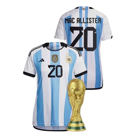 World Cup 2022 Winners Argentina Alexis Mac Allister Home White Blue Women S Jersey Replica