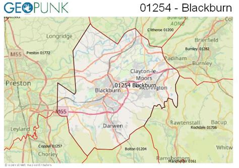 01254 View Map Of The Blackburn Area Code
