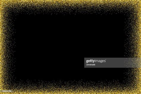 Empty Glitter Gold Frame On Black Background High Res Vector Graphic