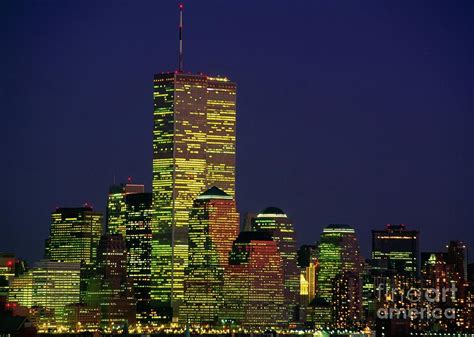World Trade Center Twin Towers At Night New York City