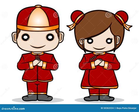Chinese Boy And Girl Stock Vector Illustration Of Chinese 50363324