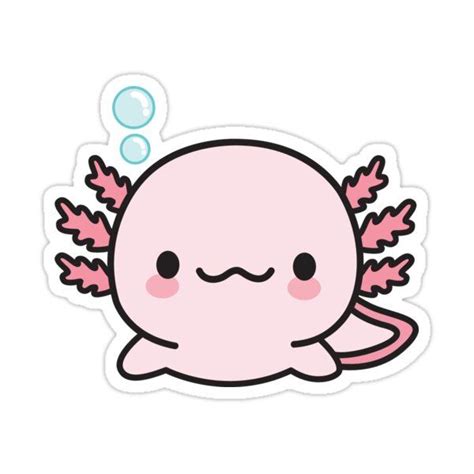 Cute Axolotl Sticker By Xothemonster Cute Stickers Cute Doodles