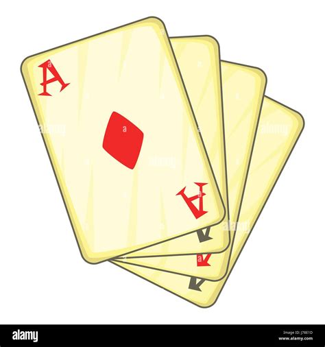 Four Aces Playing Cards Icon In Cartoon Style Isolated On White