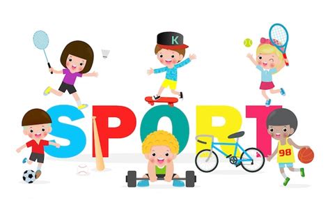 Collection Enfants Et Sport Enfant Pratiquant Divers Sports Vecteur