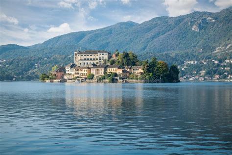Lake Orta And The Scenic San Giulio Island Italy Stock Image Image