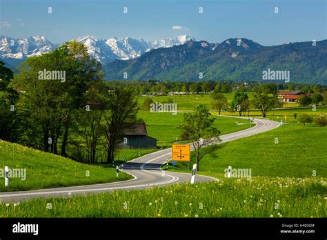 Germany Bavaria Country Road In Spring Stock Photo Alamy