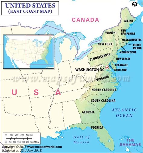 Map Of The East Coast Usa Aeropilatesleon
